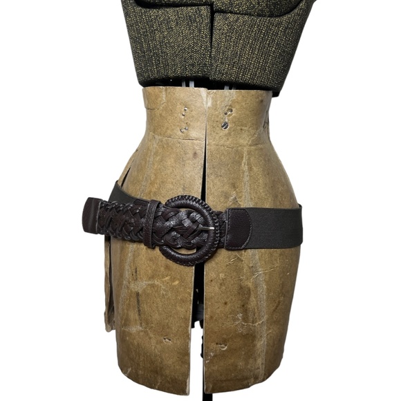 Chico's Brown Woven Belt with Elastic Size Medium - Picture 3 of 5